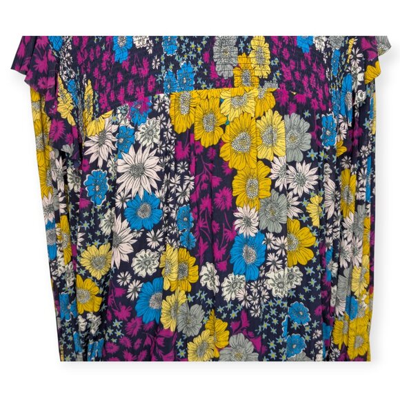 NWT Scoop Ruffled Colorful Floral Print Long Sleeve Blouse Size XL - Picture 3 of 16